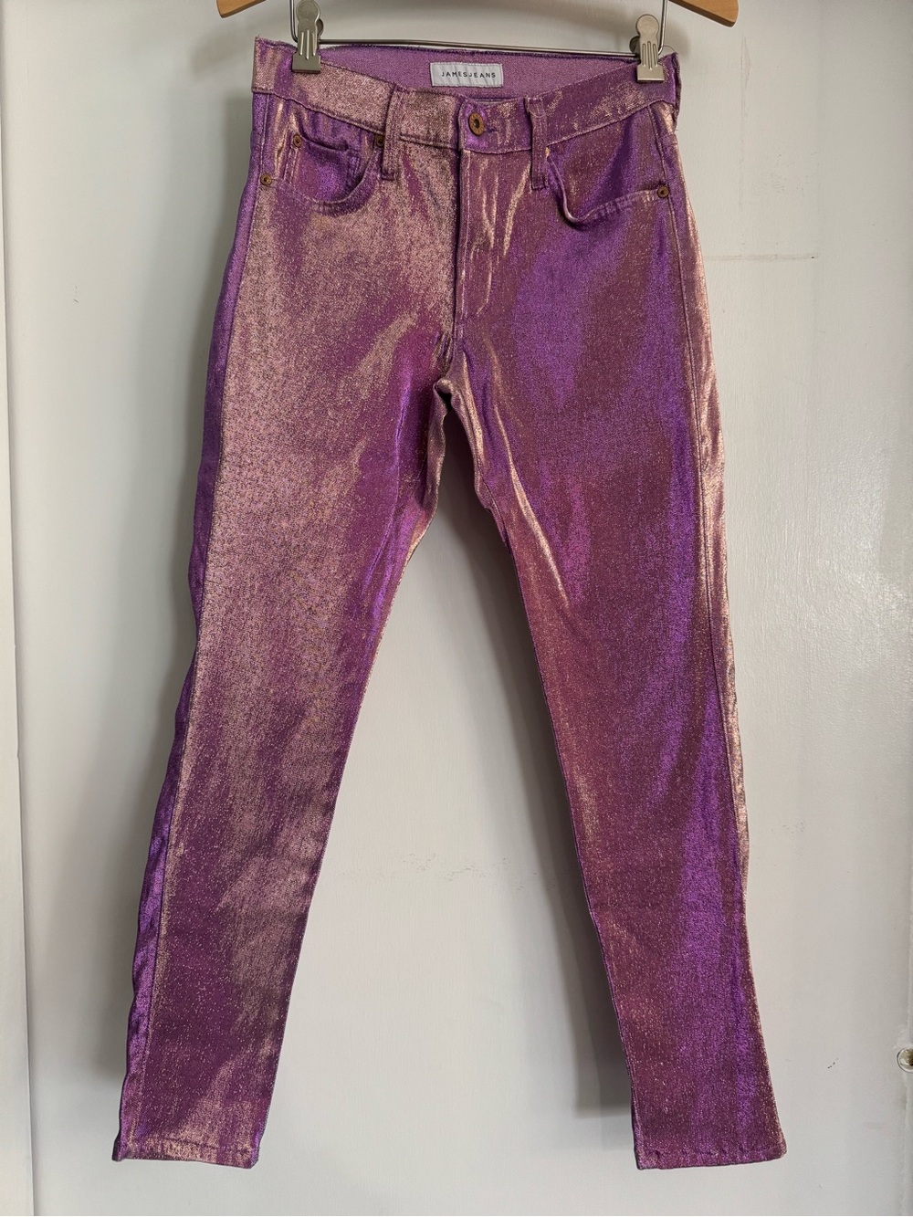 James Jeans Ankle Jeans size 28 Stretch pink Metallic Mid Rise Showgirl Twiggy